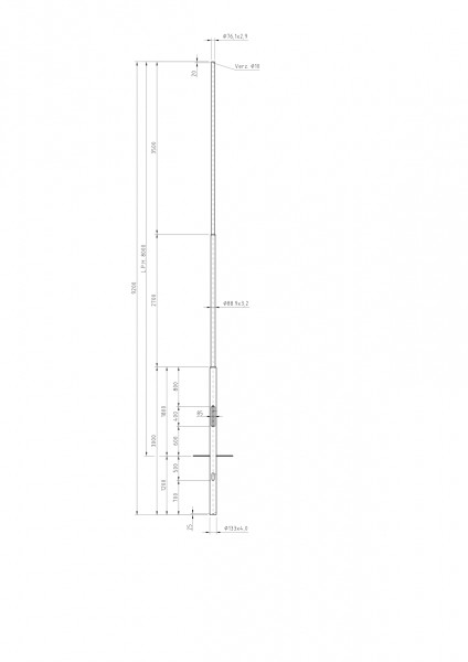 Stalen lichtmast met verjonging top D=76 L=8 meter