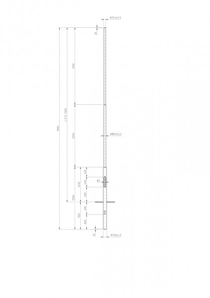 Stalen lichtmast met verjonging top D=76 L=7 meter