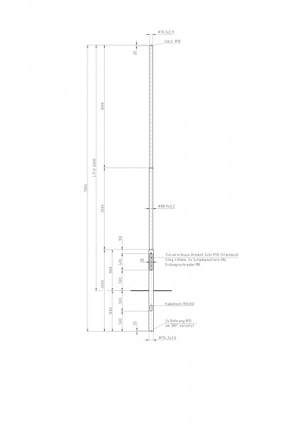 Stalen lichtmast met verjonging top D=76 L=6 meter